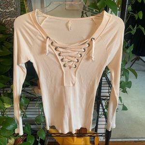 Ribbed Tie Front Tee